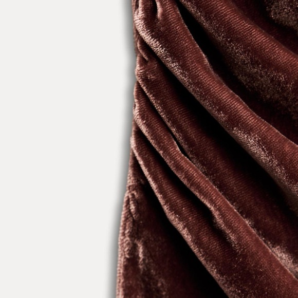 ZARA Strappy Velvet Draped Midi Dress - Picture 8 of 8